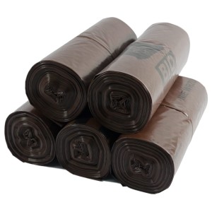 Worki na śmieci do segregacji 120L NADRUK 50 szt (brązowe) 5 rolek