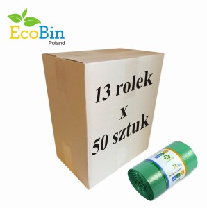 Worki na śmieci do segregacji 60L 650 szt (zielone) 13 rolek