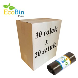 Worki na śmieci do segregacji 60L 600 szt (brązowe) 30 rolek