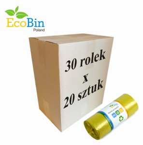 Worki na śmieci do segregacji 60L 600 szt (żółte) 30 rolek