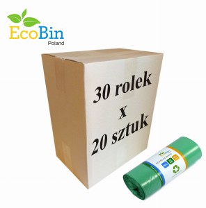 Worki na śmieci do segregacji 60L 600 szt (zielone) 30 rolek